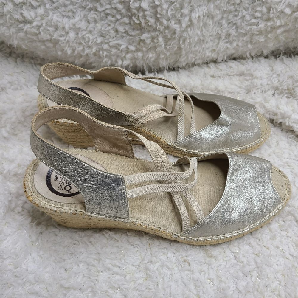 Abeo Bio System Delano Espadrille Wedge Metalic Sandals Size 9‎